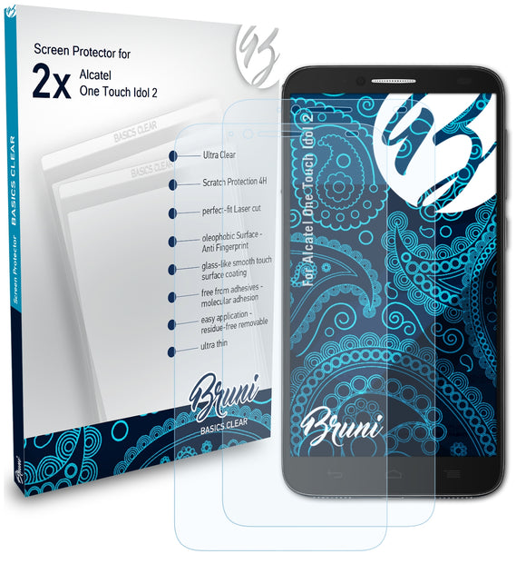 Bruni Basics-Clear Displayschutzfolie für Alcatel One Touch Idol 2