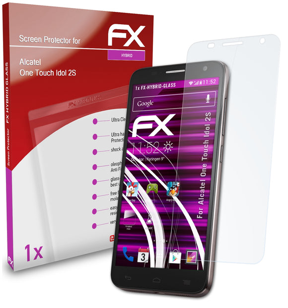 atFoliX FX-Hybrid-Glass Panzerglasfolie für Alcatel One Touch Idol 2S