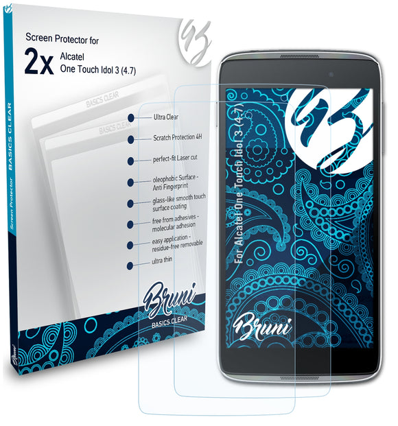 Bruni Basics-Clear Displayschutzfolie für Alcatel One Touch Idol 3 (4.7)