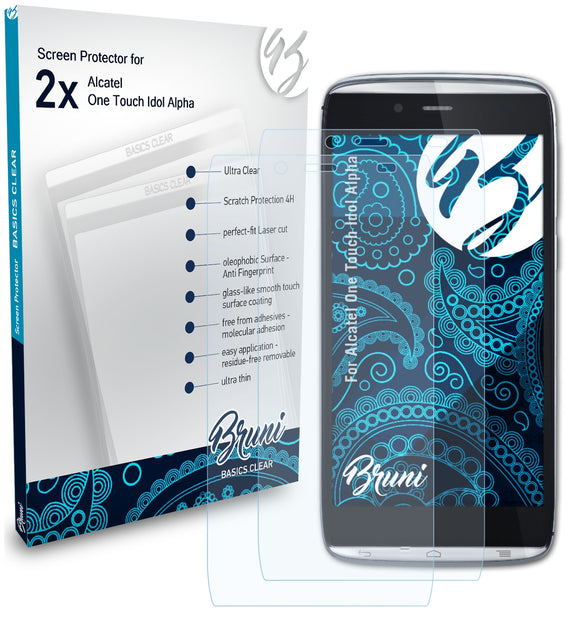 Bruni Basics-Clear Displayschutzfolie für Alcatel One Touch Idol Alpha