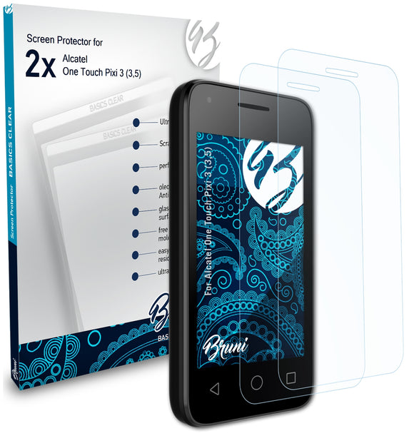 Bruni Basics-Clear Displayschutzfolie für Alcatel One Touch Pixi 3 (3,5)