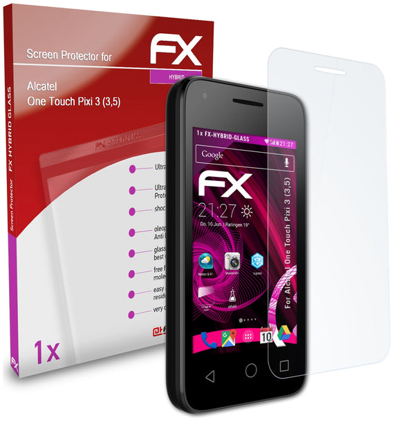 atFoliX FX-Hybrid-Glass Panzerglasfolie für Alcatel One Touch Pixi 3 (3,5)