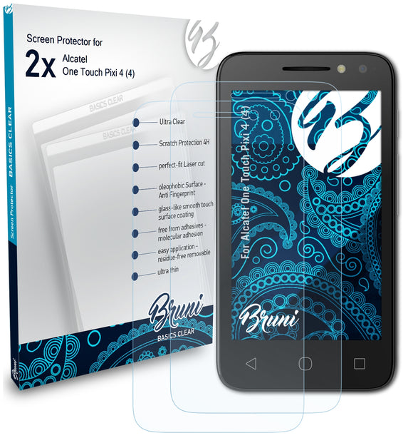 Bruni Basics-Clear Displayschutzfolie für Alcatel One Touch Pixi 4 (4)