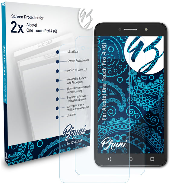 Bruni Basics-Clear Displayschutzfolie für Alcatel One Touch Pixi 4 (6)