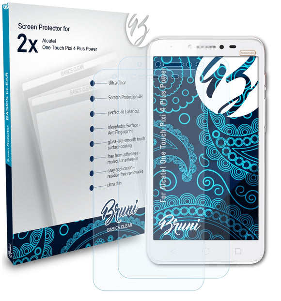 Bruni Basics-Clear Displayschutzfolie für Alcatel One Touch Pixi 4 Plus Power