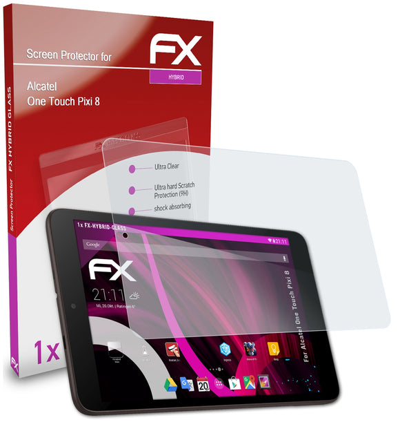 atFoliX FX-Hybrid-Glass Panzerglasfolie für Alcatel One Touch Pixi 8