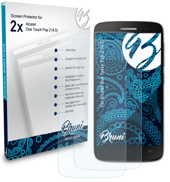 Bruni Basics-Clear Displayschutzfolie für Alcatel One Touch Pop 2 (4.5)