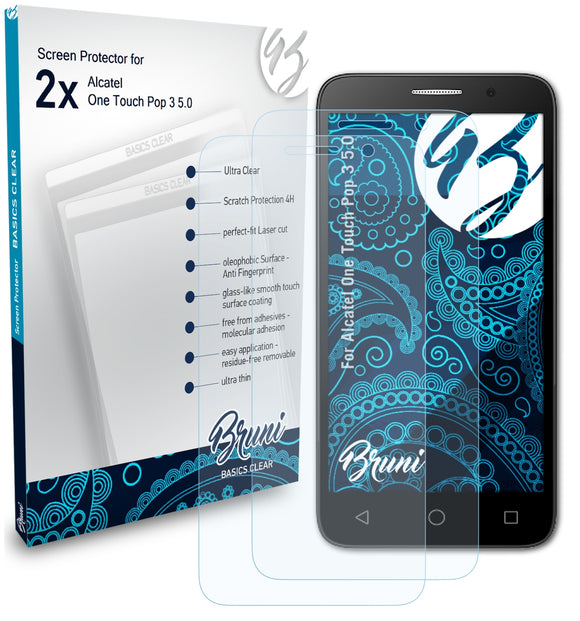Bruni Basics-Clear Displayschutzfolie für Alcatel One Touch Pop 3 (5.0)