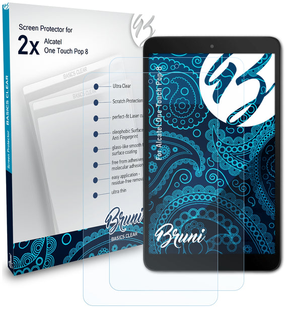 Bruni Basics-Clear Displayschutzfolie für Alcatel One Touch Pop 8