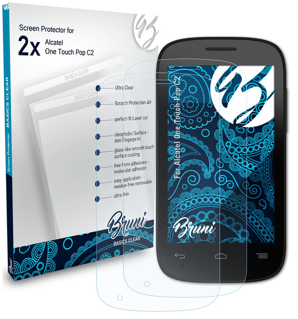 Bruni Basics-Clear Displayschutzfolie für Alcatel One Touch Pop C2