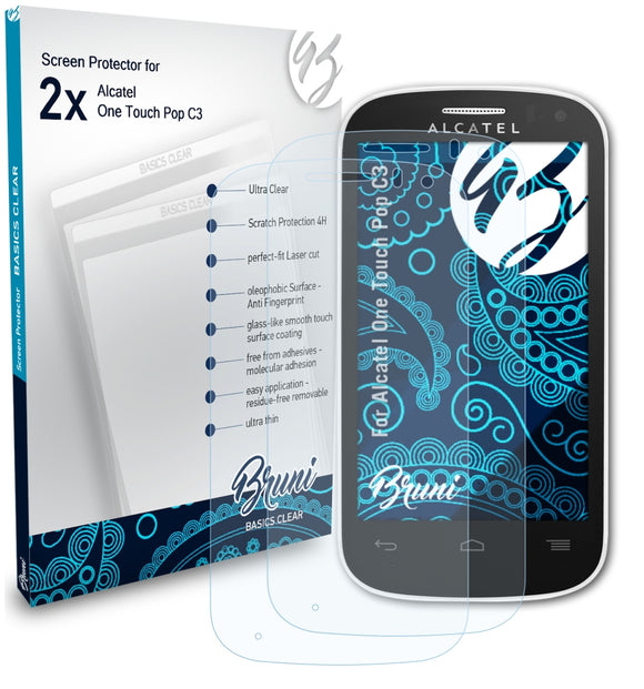 Bruni Basics-Clear Displayschutzfolie für Alcatel One Touch Pop C3