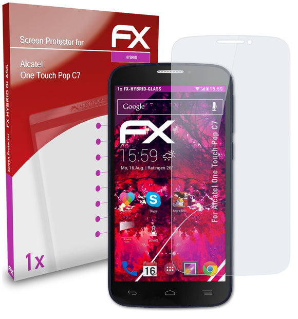 atFoliX FX-Hybrid-Glass Panzerglasfolie für Alcatel One Touch Pop C7