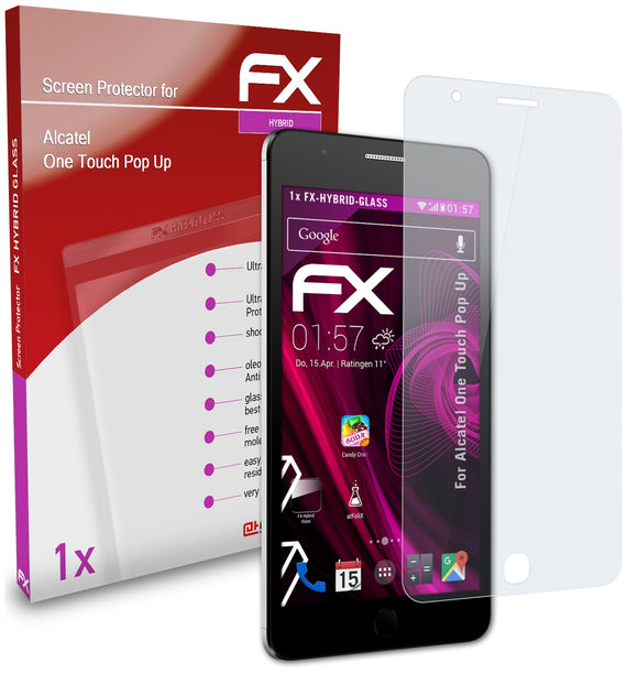 atFoliX FX-Hybrid-Glass Panzerglasfolie für Alcatel One Touch Pop Up