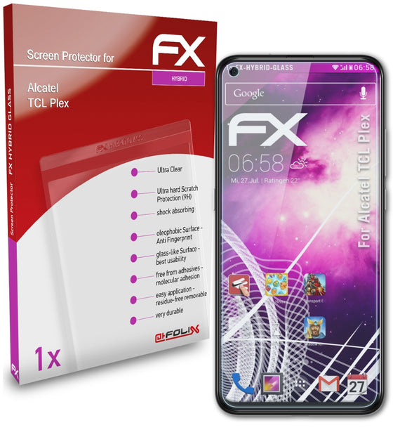 atFoliX FX-Hybrid-Glass Panzerglasfolie für Alcatel TCL Plex