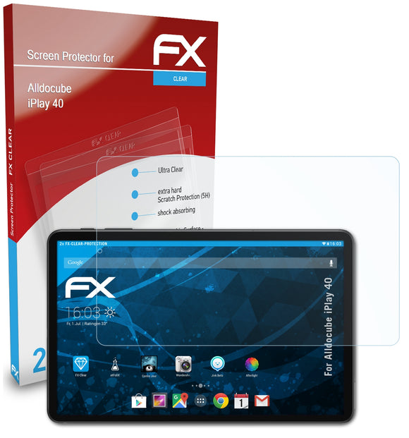 atFoliX FX-Clear Schutzfolie für Alldocube iPlay 40
