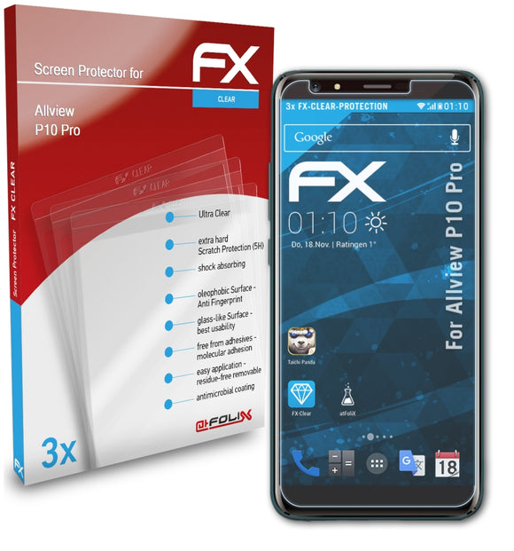 atFoliX FX-Clear Schutzfolie für Allview P10 Pro