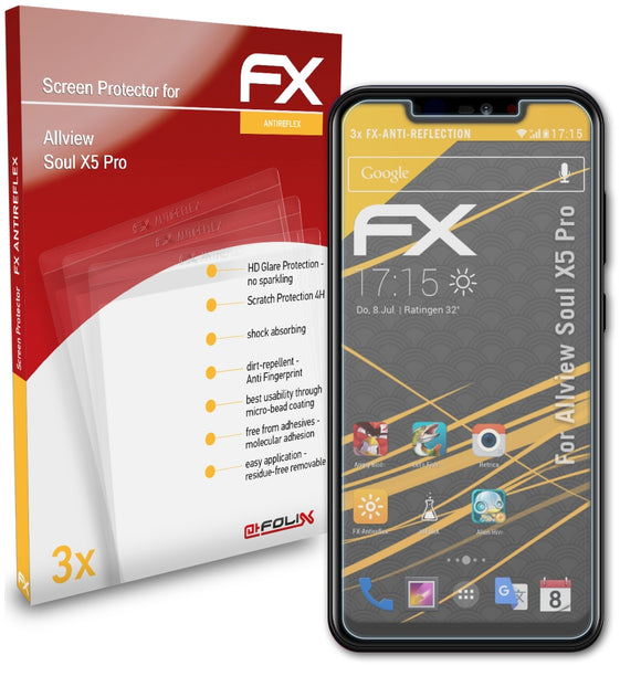 atFoliX FX-Antireflex Displayschutzfolie für Allview Soul X5 Pro