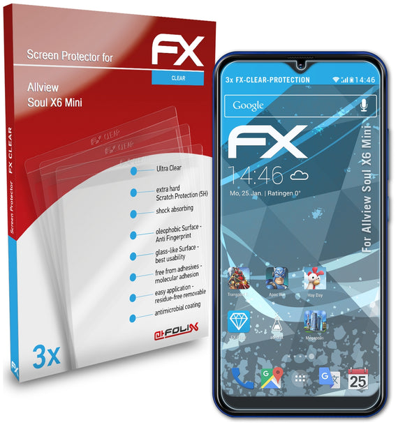 atFoliX FX-Clear Schutzfolie für Allview Soul X6 Mini