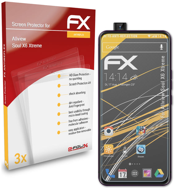 atFoliX FX-Antireflex Displayschutzfolie für Allview Soul X6 Xtreme