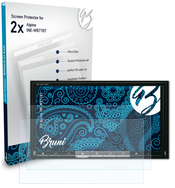 Bruni Basics-Clear Displayschutzfolie für Alpine INE-W977BT