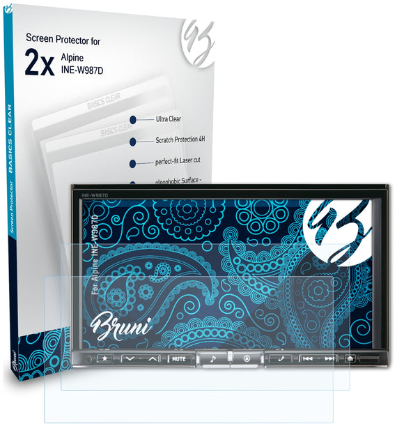 Bruni Basics-Clear Displayschutzfolie für Alpine INE-W987D