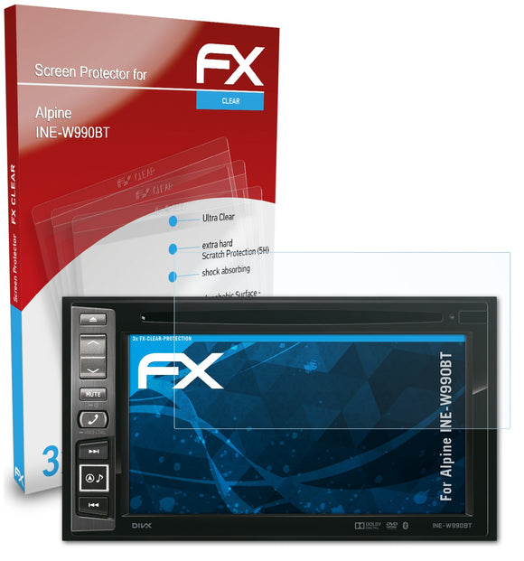 atFoliX FX-Clear Schutzfolie für Alpine INE-W990BT