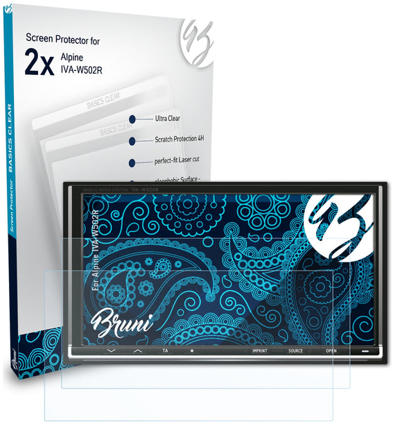 Bruni Basics-Clear Displayschutzfolie für Alpine IVA-W502R