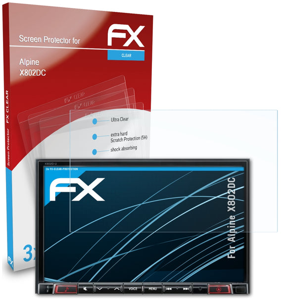 atFoliX FX-Clear Schutzfolie für Alpine X802DC
