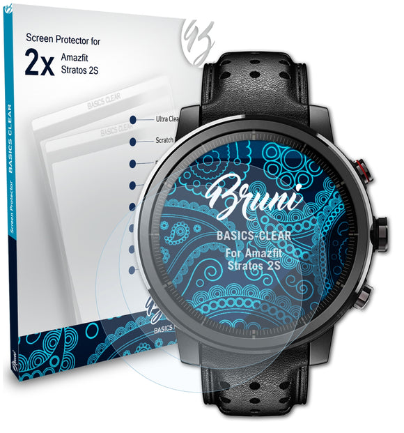 Bruni Basics-Clear Displayschutzfolie für Amazfit Stratos 2S