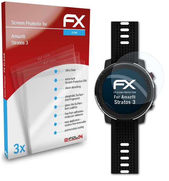 atFoliX FX-Clear Schutzfolie für Amazfit Stratos 3
