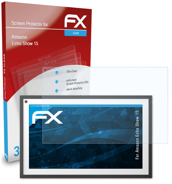 atFoliX FX-Clear Schutzfolie für Amazon Echo Show 15