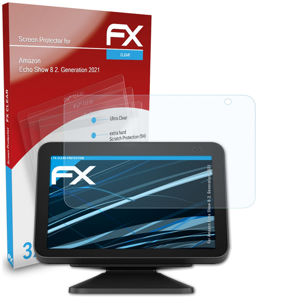 atFoliX FX-Clear Schutzfolie für Amazon Echo Show 8 (2. Generation 2021)