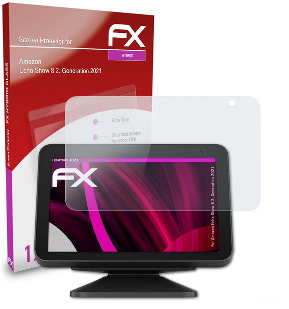 atFoliX FX-Hybrid-Glass Panzerglasfolie für Amazon Echo Show 8 (2. Generation 2021)