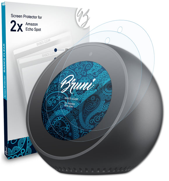 Bruni Basics-Clear Displayschutzfolie für Amazon Echo Spot