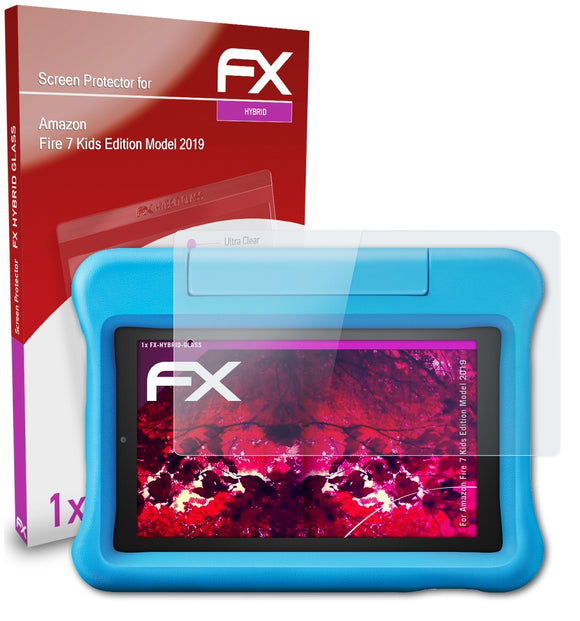atFoliX FX-Hybrid-Glass Panzerglasfolie für Amazon Fire 7 Kids Edition (Model 2019)