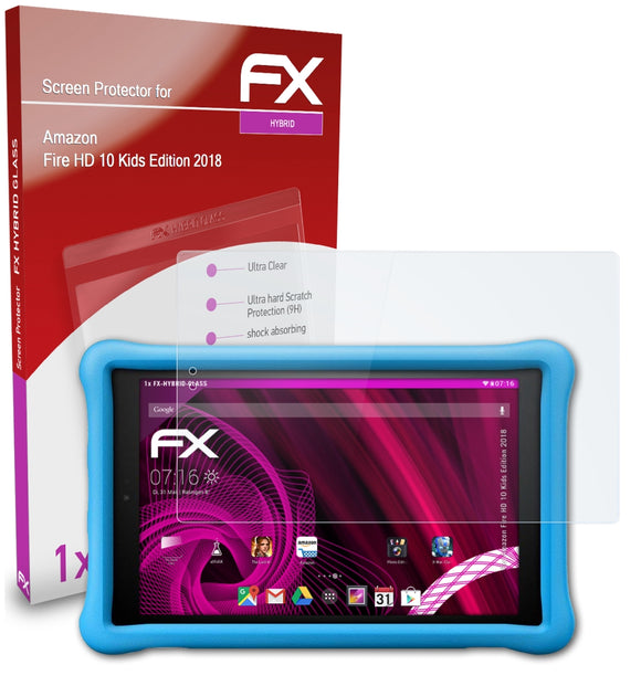 atFoliX FX-Hybrid-Glass Panzerglasfolie für Amazon Fire HD 10 Kids (Edition 2018)
