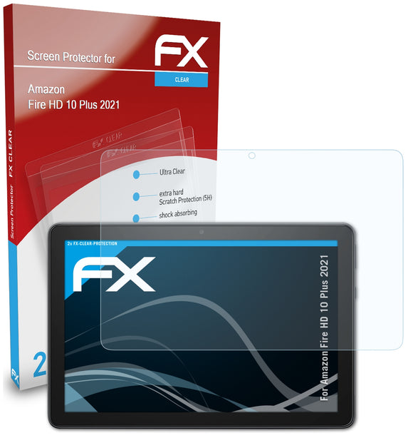 atFoliX FX-Clear Schutzfolie für Amazon Fire HD 10 Plus (2021)