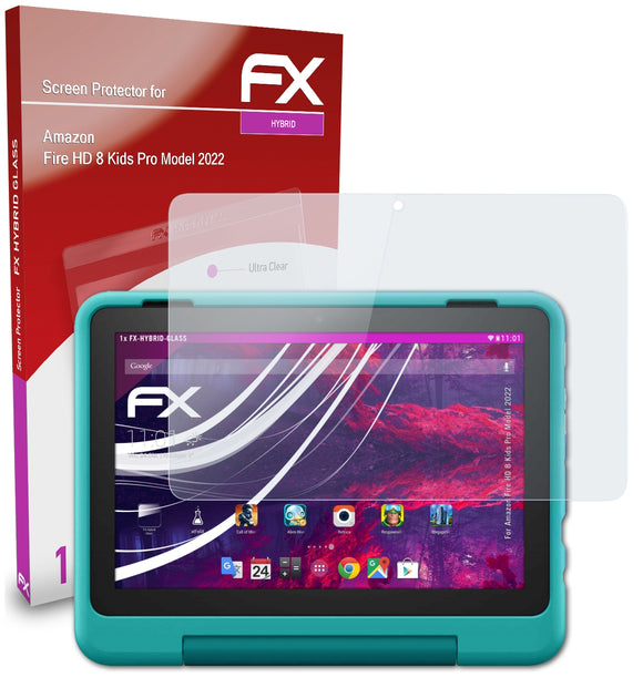 atFoliX FX-Hybrid-Glass Panzerglasfolie für Amazon Fire HD 8 Kids Pro (Model 2022)
