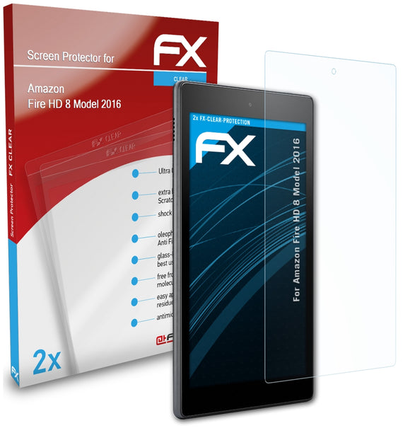 atFoliX FX-Clear Schutzfolie für Amazon Fire HD 8 (Model 2016)