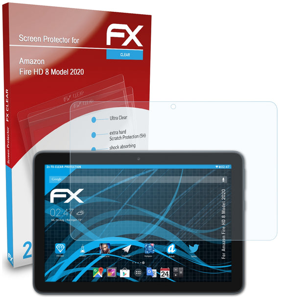 atFoliX FX-Clear Schutzfolie für Amazon Fire HD 8 (Model 2020)