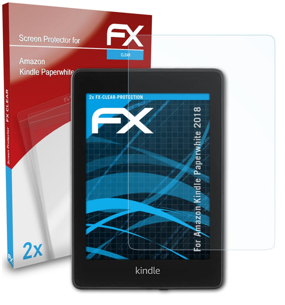 atFoliX FX-Clear Schutzfolie für Amazon Kindle Paperwhite (2018)