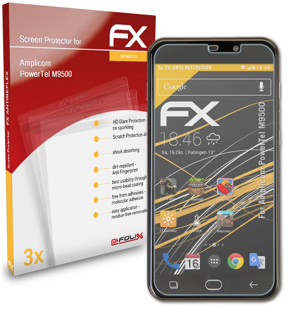 atFoliX FX-Antireflex Displayschutzfolie für Amplicom PowerTel M9500