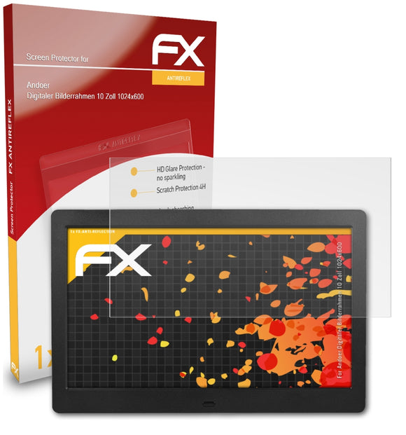 atFoliX FX-Antireflex Displayschutzfolie für Andoer Digitaler Bilderrahmen 10 Zoll (1024x600)