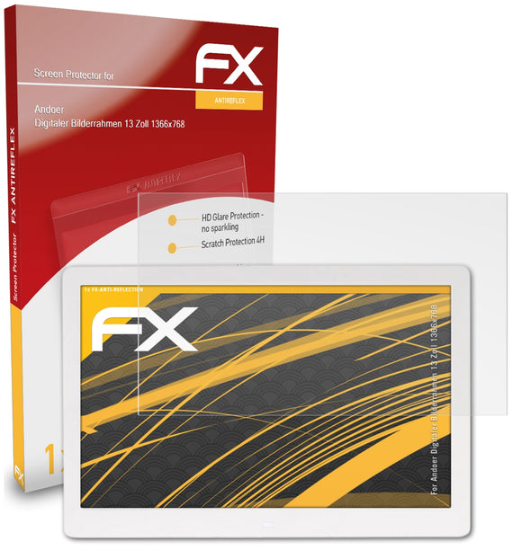 atFoliX FX-Antireflex Displayschutzfolie für Andoer Digitaler Bilderrahmen 13 Zoll (1366x768)