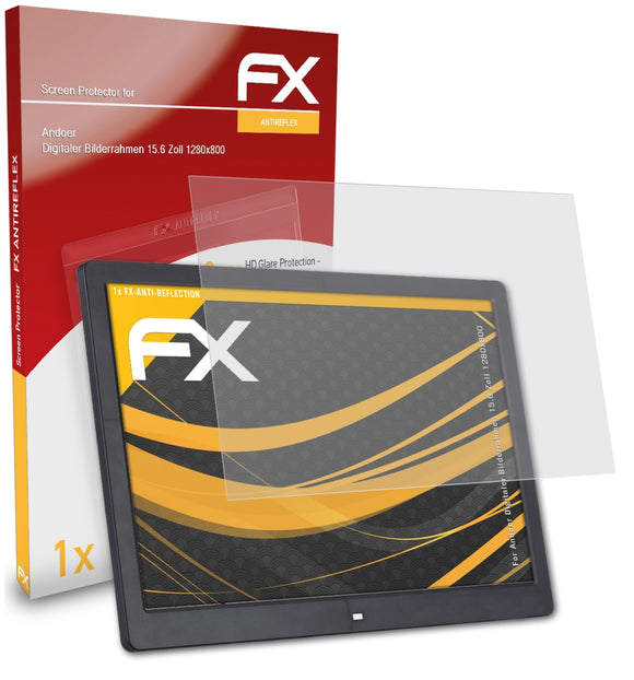 atFoliX FX-Antireflex Displayschutzfolie für Andoer Digitaler Bilderrahmen 15.6 Zoll (1280x800)