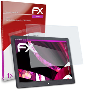 atFoliX FX-Hybrid-Glass Panzerglasfolie für Andoer Digitaler Bilderrahmen 15.6 Zoll (1280x800)
