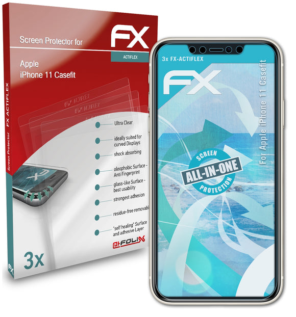 atFoliX FX-ActiFleX Displayschutzfolie für Apple iPhone 11 (Casefit)