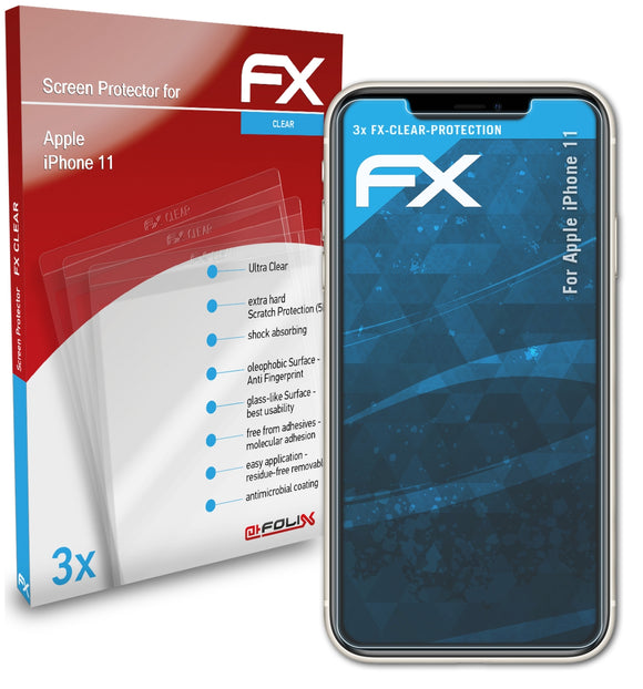 atFoliX FX-Clear Schutzfolie für Apple iPhone 11