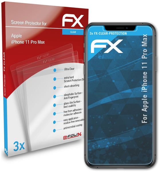 atFoliX FX-Clear Schutzfolie für Apple iPhone 11 Pro Max