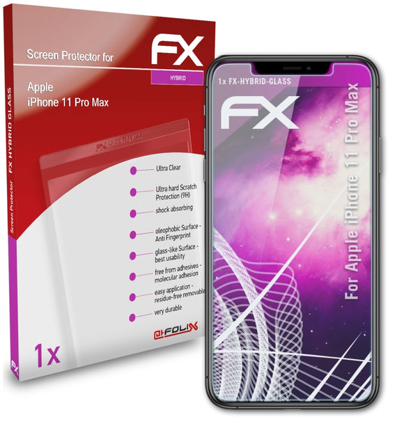 atFoliX FX-Hybrid-Glass Panzerglasfolie für Apple iPhone 11 Pro Max
